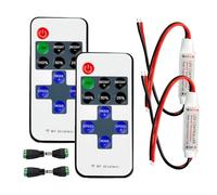 2 PCS DC 5V-24V 12A LED Controlador de Tira de Control Remoto inalámbrico RF,Cinta LED Receptor de Intensidad de luz para Tira LED SMD 5050 3528 2835 5630 de 2 Pines