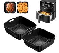 2 PCS de Accesorios Freidoras de Aire para COSORI 5,5/6L,21CM Molde Silicona Freidora de Aire,Cuadrado Reutilizable Accesorios para Freidora de Aire para Cecotec 6 L/5,5 L,Philip XL 6,2 L