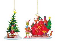 2 PCS Decoraciones de Arbol de Navidad,Acrílico Adorno de Navidad,Decoración para Colgantes de Navidad (Rojo-A)