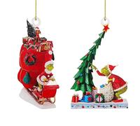 2 PCS Decoraciones de Arbol de Navidad,Acrílico Adorno de Navidad,Decoración para Colgantes de Navidad (Rojo-B)