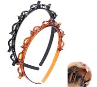 2 Pcs Diadema con Pinzas Diadema con Horquilla, Diademas con Pinzas Diademas Mujer con Horquilla Cintas de Pelo para Fitness para Mujer, Unisex (Negro, Marrón)