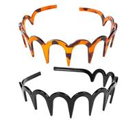 2 Pcs Diademas En Zig Zag,Diadema De Peine De Dientes De Tiburón,Diademas De Plástico Con Forma Ondulada,Cintas Versátiles Para El Cabello,Accesorio De Aro Para El Cabello Mujer Y Niña Negro/Leopard
