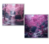 2 pcs Diamond Painting Árbol paisaje, 5D Diamond Painting Kit Completo, Kit DIY de Pintura Diamante con Diseño de Mosaico, Cuadro Diamantes Manualidades Adultos para Decoración Casa 30x30cm 0D-858