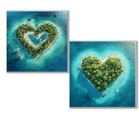 2 pcs Diamond Painting azul Corazón, 5D Diamond Painting Kit Completo, Kit DIY de Pintura Diamante con Diseño de Mosaico, Cuadro Diamantes Manualidades Adultos para Decoración Casa 40x40cm 0D-582