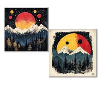 2 pcs Diamond Painting Montaña sueño, 5D Diamond Painting Kit Completo, Kit DIY de Pintura Diamante con Diseño de Mosaico, Cuadro Diamantes Manualidades Adultos para Decoración Casa 30x30cm 0D-840