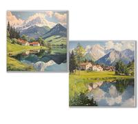 2 pcs Diamond Painting paisaje lago, 5D Diamond Painting Kit Completo, Kit DIY de Pintura Diamante con Diseño de Mosaico, Cuadro Diamantes Manualidades Adultos para Decoración Casa 100x100cm 0D-485