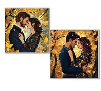 2 pcs Diamond Painting pareja otoño, 5D Diamond Painting Kit Completo, Kit DIY de Pintura Diamante con Diseño de Mosaico, Cuadro Diamantes Manualidades Adultos para Decoración Casa 100x100cm 0D-788