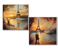 2 pcs Diamond Painting pareja Torre hierro, 5D Diamond Painting Kit Completo, Kit DIY de Pintura Diamante con Diseño de Mosaico, Cuadro Diamantes Manualidades Adultos para Decor Casa30x30cm 0D-789