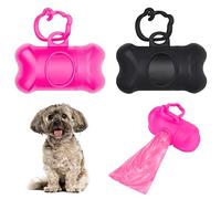 2 Pcs Dispensador de Bolsas Recoge Cacas Perro Portabolsas con 1 Rollo Bolsas para Caca de Perro Soporte Bolsas Excrementos Perros