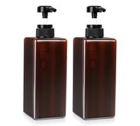 2 Pcs Dispensador Jabon Baño, 650 ML Dispensador Jabon Cocina con Bomba, Botes para Gel y Champu Ducha, Dispensador de Jabón Líquido Recargable para Cocina y Baño Champú(marrón)