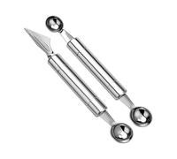 2 Pcs Double End Spoon Stainless Steel Scoop Multi Function Fruit Spoon Baller Scoop Melon Scoop Carving Tool