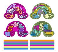 2 Pcs Double Side Silicone Calm Down Fidget Toy Sensory Activity Board,Incluye 24 Cordones de Silicona Stress Relief Toys,PortáTil Tabla Sensorial Tactile para Viajes,Alivio de Ansiedad,Estrés,ADHD