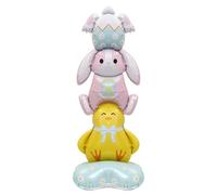 2 Pcs Easter Balloons - Cute Bunny Foil Balloons - Leakproof Self-Standing Spring Decor For Happy Easter Party Decoration Home Restaurant Garden