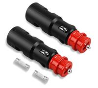 2 Pcs Enchufes Mechero Universales Encendedor de Coche de Seguridad de 12 V/24 V, Conector Mechero Coche 20 mm cig./12 mm DIN con Fusibles 8A/10A, Adecuado para Radio de Coche para Auto, Camión