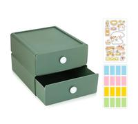 2 PCS Escritorio Cajonera Armario Interior, Cajonera Plastico Apilable con 2 Cajones, Organizador Cajones Cocina con 1 Pestañas para Oficina Material de Papelería, Dormitorio, Baño （2 Cajones）