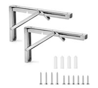 2 Pcs Escuadras Abatibles, 300mm Bisagras Abatibles, Escuadra Abatible | Soporte Estantería Pared Plegable de Acero inox, Soporte de Estante Plegable para Estanterias Cocina Oficina