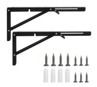 2 Pcs Escuadras Abatibles, 400mm Bisagras Abatibles, Escuadra Abatible, Soporte Estantería Pared Plegable, Soporte de Estante Plegable, Bisagra Abatible Escuadras para Estanterias Cocina Oficina