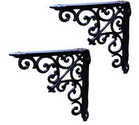 2 PCS Escuadras para Estanterías Vintage,Soportes Estanterias Negras,Triangular Soporte De ángulo Hierro Forjado Rústico,Soporte Pared Balda Flotante,con Tornillos,para Hogar,Jardín(12cm)