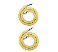 2 Pcs Exquisite Hemp Twisted Barrier Ropes for Places of Worship/Airports/Cinemas,1.5m 2 2.5 3m Long Thicken Stanchion Rope with Silver Hooks(Yellow,3m/9.8ft)