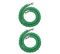 2 Pcs Exquisite Hemp Twisted Barrier Ropes for Places of Worship/Airports/Cinemas,1.5m 2 2.5 3m Long Thicken Stanchion Rope with Silver Hooks(Green2,3m/9.8ft)