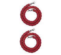 2 Pcs Exquisite Hemp Twisted Barrier Ropes for Places of Worship/Airports/Cinemas,1.5m 2 2.5 3m Long Thicken Stanchion Rope with Silver Hooks(Red,2m/6.5ft)