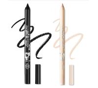 2 Pcs Eyeliner Metallic Glitter Eye Liner Lápiz para Mujeres,Eyeliner Lip Liner impermeable Sombras de ojos Lápiz de cejas Pluma Maquillaje de ojos (01 Negro y 03 Desnudo)