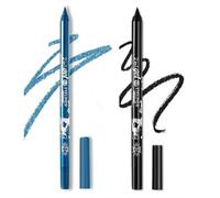 2 Pcs Eyeliner Metallic Glitter Eye Liner Lápiz para Mujeres,Eyeliner Lip Liner impermeable Sombras de ojos Lápiz de cejas Pluma Maquillaje de ojos (01 Negro y 07# Azul)