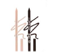 2 Pcs Eyeliner Metallic Glitter Eye Liner Lápiz para Mujeres,Eyeliner Lip Liner impermeable Sombras de ojos Lápiz de cejas Pluma Maquillaje de ojos (03Desnudo + 06Marrón)