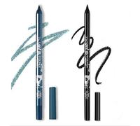2 Pcs Eyeliner Metallic Glitter Eye Liner Lápiz para Mujeres,Eyeliner Lip Liner impermeable Sombras de ojos Lápiz de cejas Pluma Maquillaje de ojos (01 Negro y 09 Azul frío)