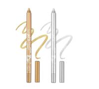 2 Pcs Eyeliner Metallic Glitter Eye Liner Lápiz para Mujeres,Eyeliner Lip Liner impermeable Sombras de ojos Lápiz de cejas Pluma Maquillaje de ojos (04 Oro y 05 Plata)