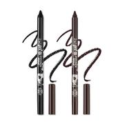 2 Pcs Eyeliner Metallic Glitter Eye Liner Lápiz para Mujeres,Eyeliner Lip Liner impermeable Sombras de ojos Lápiz de cejas Pluma Maquillaje de ojos (01 Negro y 06 Marrón)