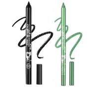 2 Pcs Eyeliner Metallic Glitter Eye Liner Lápiz para Mujeres,Eyeliner Lip Liner impermeable Sombras de ojos Lápiz de cejas Pluma Maquillaje de ojos (01 Negro y 08 Verde)