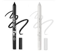 2 Pcs Eyeliner Metallic Glitter Eye Liner Lápiz para Mujeres,Eyeliner Lip Liner impermeable Sombras de ojos Lápiz de cejas Pluma Maquillaje de ojos (01 Negro y 02 Blanco)