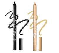 2 Pcs Eyeliner Metallic Glitter Eye Liner Lápiz para Mujeres,Eyeliner Lip Liner impermeable Sombras de ojos Lápiz de cejas Pluma Maquillaje de ojos (01 Negro y 04 Oro)