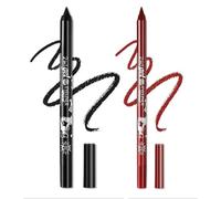2 Pcs Eyeliner Metallic Glitter Eye Liner Lápiz para Mujeres,Eyeliner Lip Liner impermeable Sombras de ojos Lápiz de cejas Pluma Maquillaje de ojos (01 Negro y 10 Rojo)