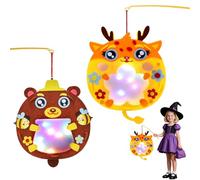 2 PCS Farolillo Niños, LED Farol Infantil, Nuevos Modelos 2025 Farolillo de Halloween, Ciervo Y Oso Faroles de Manualidades, Manualidades Linterna, Ideal para Halloween, San Martín Y Navidad