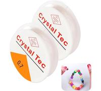 2 PCS Fio Elástico de Poliéster, 11 m Hilo Elástico Transparente para Pulseras, 0.7 mm Cordón de Nailon Satinado, Línea Elástica de Cristal, para Manualidades y Rosario