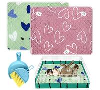2 Pcs Forros de Jaula de cobayas con Juego de Herramientas de Limpieza, Reutilizables, de rápida absorción, Lavables, para orina de Conejillo de Indias, Cachorros, Conejos, hámster, Animales pequeños