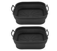 2 PCS Frey Casky Casker Casker de freidora sin estribo | Tolerante al calor 440 ° F & lavavajillas Safe | Accesorios de freidora para una mejor cocina/drenaje de aceite / (Black)
