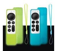 2 PCS Funda Control Remoto para Apple TV, Funda de Silicona Resistente, Compatible con Apple TV 4K Siri Remoto 3,2 Generaciones 2022 2021(Azul Luminoso + Verde Luminoso)