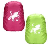 2 Pcs Funda Impermeable Mochila para niños, Unicornio Funda Lluvia para Mochilascon Rayas Reflectantes, Fundas para Mochilas (30-40L)