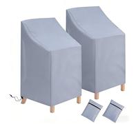 2 Pcs Funda para Sillas Apiladas de Jardin Impermeable,64x64x120/70CM,Gris