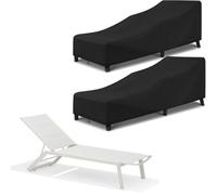 2 pcs Funda para Tumbona de Jardin Exterior,Funda Protectora para Muebles Exterior Impermeable de Patio,Cubierta Impermeable para Tumbona de Jardín Teji(Size:195x76x40/80cm,Color:Black-210D Oxford)