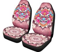 2 Pcs Fundas Asientos Delanteros Estampado del Despertar del León Chino Accesorios Interior Funda De Asiento De Automóvil Impermeable para Camiones SUV 52X138 Cm