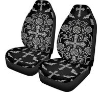2 Pcs Fundas Asientos Delanteros Patrón Cristiano Accesorios Interior Fundas para Asientos De Coche Montaje Sencillo para SUV para La Mayoría De Coches 52X138 Cm