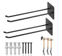 2 Pcs Ganchos para Colgar Bicicletas Ganchos, Gancho Pared de Garaje, Gancho Bicicleta Pared, Soporte Ganchos Dobles Negros para Colgadores Organizador Herramientas de Jardín Neumáticos de Coche