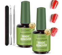 2 Pcs Gel Nail Polish Removedor, 15ml Removedor Esmalte Gel, solución portátil y para uñas, para quitar el esmalte de uñas rápido y Rápidamente el Esmalte en 3-5 Minutos(verde)