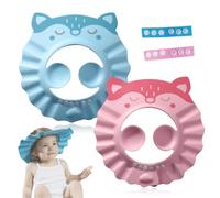 2 pcs Gorro de Ducha de Bebé Para, Gorro ducha niños, Visera baño niños, Suave Ajustable con Protección para los oídos Gorro de ducha, Evita que los ojos se llenen de Agua y Champú Protege (Rosa,Azul)