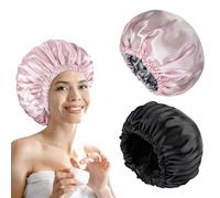 2 Pcs Gorro Dormir Pelo Rizado, Gorro Para Dormir Pelo Rizado, Gorro Seda Dormir, Gorro De Seda Para Dormir, Reutilizable Gorros De Satén Para Pelo Rizado Con Banda Ancha Elástica Para Mujeres y Niñas