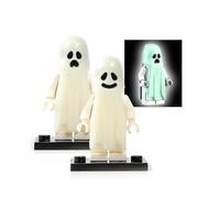 2 Pcs Halloween Series Building Blocks Luminous Smiling Ghost Model Action Figures